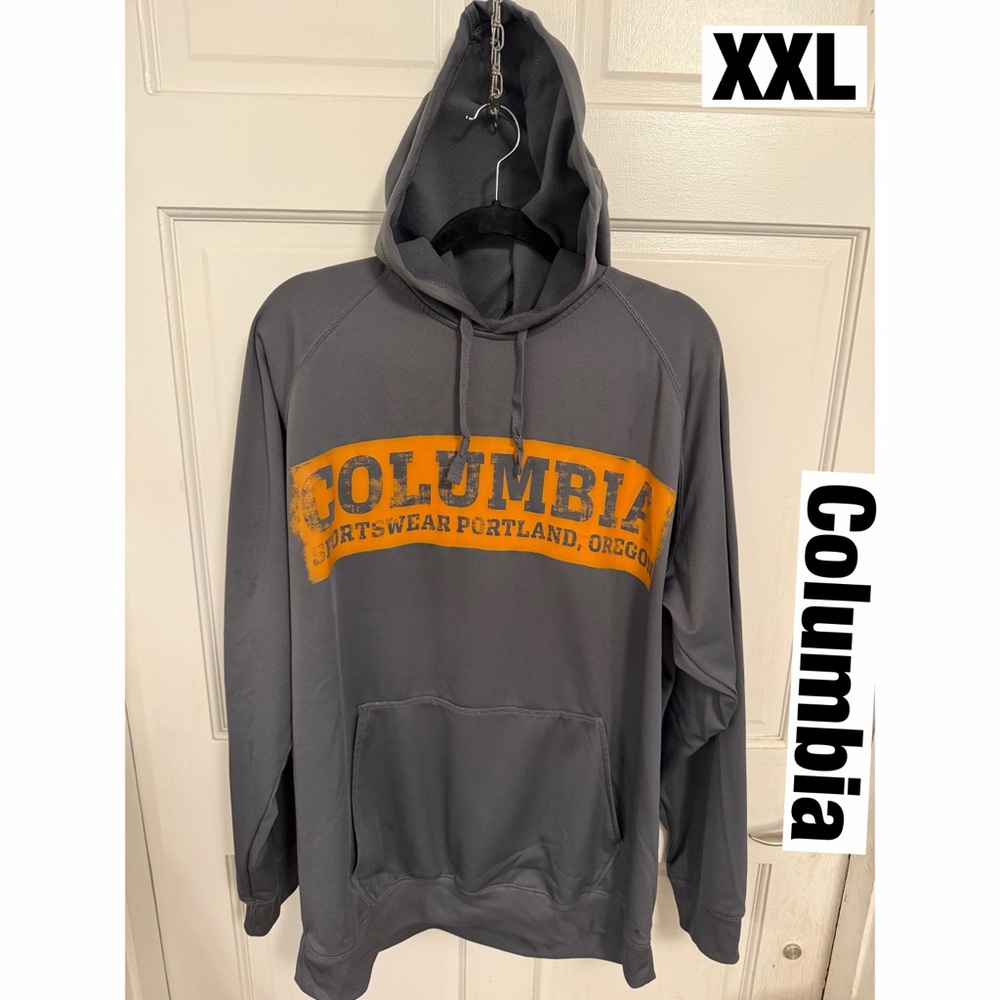 Columbia Gray Hoodie with Orange Chest Logo